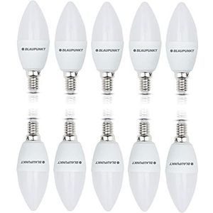 BLAUPUNKT LED E14 gloeilamp - kaars - kamerverlichting - 7W - kleine Edison schroef - equivalent van 50W - Frosted - warm wit 2700K - 595 lumen - energie en kostenbesparend licht - kroonluchter - pak van 10