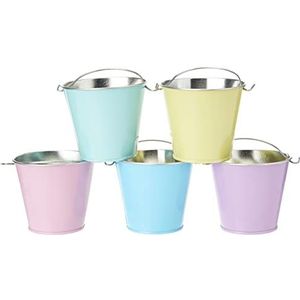 Baker Ross AT579 Mini Pastel Tin Emmers - Pack van 5, Ontwerp je eigen Plantenpot of Opbergemmer