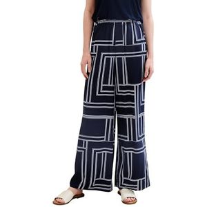TOM TAILOR Dames Lea Straight Broek, 35284 - Navy Geometrisch ontwerp, 32W x 32L