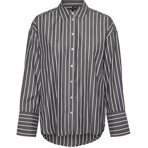 VMFANNI LS Wide Los Shirt WVN GA, Asfalt/strepen: sneeuwwitte strepen, M