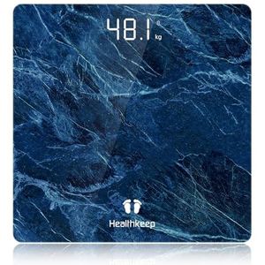 Healthkeep Digitale personenweegschaal, hoge precisie, met step-on technologie, LED-display, slank ontwerp, max. 180 kg/400 lb, marmerblauw
