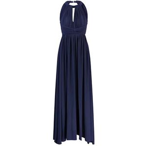 Apart lange chiffon jurk met elegante plooien, Donkerblauw, 42