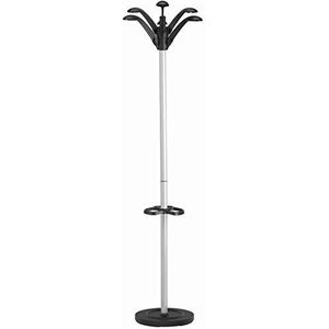 UNILUX Flora, 100340712, garderobestand, zilver en zwart, met paraplustandaard, 162 cm, draaibaar met 6 kapstokhaken, kledingstandaard, kledingstandaard, garderobestandaard