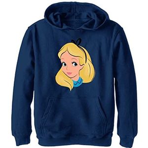 Disney Disney Alice in Wonderland Alice, Big Face Hoodie Kids Athletic, Navy Blue Heather, Small US, Heather Navy, S