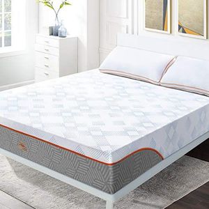 Maxzzz Visco-elastische matras van verse gel, 90 x 190 x 25 cm, bamboe-koolstofschuim, remt de geur van de matras, gemiddelde hardheid, mijtdicht en hypoallergeen, wasbare overtrek, comfortabel en