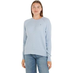 Tommy Hilfiger Dames CO Cable C-NK Trui Breezy Blauw XXL, Blauw, XXL