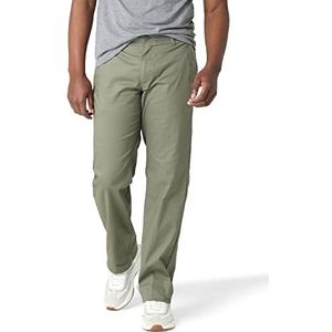 Lee Men's Extreme Motion Flat Front Regular Straight Pant Muted Olive 33W x 32L