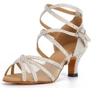 Syrads - Ballroom Latin Dansschoenen - Champagne - Suède Zool - 6cm Hak