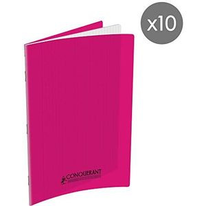 Conquerant 10 stuks klassieke schriften, A4, grote ruitjes, geruit, 96 pagina's, omslag van polypropyleen, roze