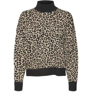 VERO MODA - VMARIA - Trui - Beige / Zwart - Dierenprint