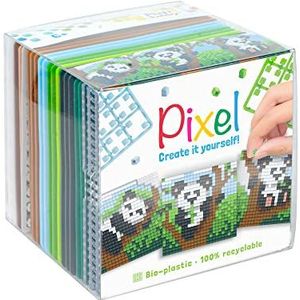 PixelHobby P29020 - Hobbyset ""Panda"", insteeksysteem als creatieve hobby voor kinderen vanaf 6 jaar, kubusdoos met motiefsjablonen en pixelvierkantjes