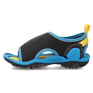 KEEN Unisex-kind Knotch River Open teen sandalen, Zwart/Vivid Blauw, 8 Little Kid