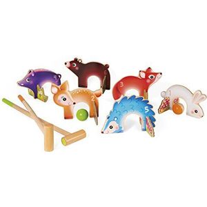 Janod - Forest Animals Croquet Wood Game - Outdoor Game - For children from the Age of 3 J03207, Multicolored