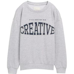 Sweater - Zwart - Sweatstof - Ronde Hals - Tekst Print - Lange Mouw