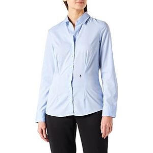 Seidensticker Damesblouse - City blouse - hemdblouse - slim fit - korte mouwen - effen - stretch, lichtblauw, 36