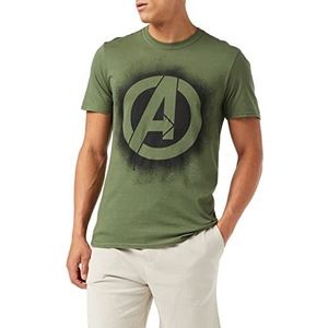 Marvel Heren Avengers sjablonenlogo T-shirt, groen (Military Green), M