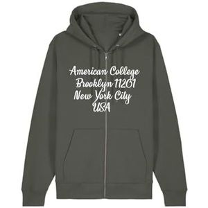 AMERICAN COLLEGE USA Sweatshirt met ritssluiting, kaki, maat L, ontspannen, Groen, L/Tall