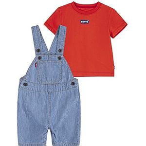 Levi's Kids Lvb Mini Batwing T-shirt en denim pyjama voor baby's, Fiesta, 24 Maanden