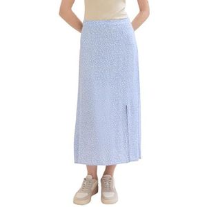 TOM TAILOR Denim Midirok voor dames met allover patroon, 35325 - Mid Blue Minimal Print, L