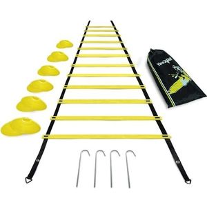 Yes4All Unisex 03nf Yes4All Ultimate Combo Agility Ladder Training Geel Set Speed Agility Ladder Geel 12 Adjus, A. Combo Geel, Hoeken UK