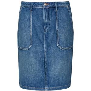 Kokerrok - Effen - Denim - Normale Pasvorm