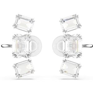 Swarovski Millenia Clip Oorbellen, Octagon-Slijpvorm, Wit, Rodium Toplaag