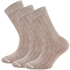 EWERS Retro Chic sokken, verpakking van 3 stuks, rib voor kinderen, klassieke geribbelde structuur, trendy kleuren en optimale pasvorm, Made in Germany, beige, 39/42 EU