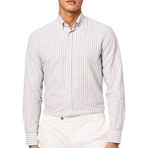 Hackett London Heren Melange Stripe Shirt, Wit/Blauw, XL, Wit/Blauw, XL