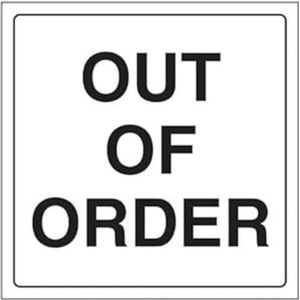 VSafety Out Of Order Deurbord - 150mm x 150mm - Zelfklevende Vinyl