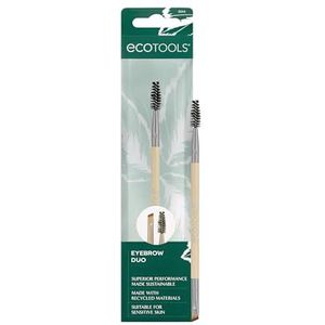 EcoTools Wenkbrauwborstel Duo, tam, sculpt & Fill in Brows, Multifunctioneel voor wenkbrauwgel, poeder en crème, dubbele uiteinden spoel- en hoekbrushkwast, milieuvriendelijk, dierproefvrij