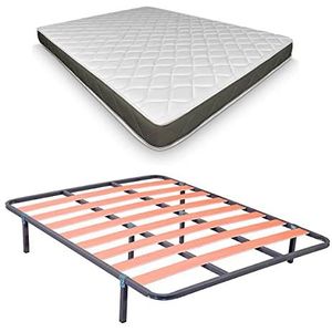 DUÉRMETE ONLINE Compleet bed met matras Fresh omkeerbaar (winter/zomer) lattenbodem Basic, staal, grijs, 90 x 190 cm