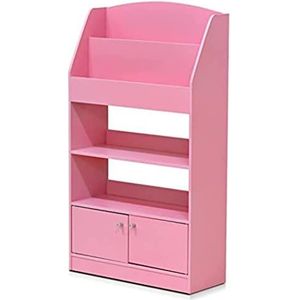 Furinno Magazijn/boekenkast met opbergvakken voor kinderen, hout, roze, 24 x 24 x 110,01 cm