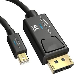 KabelDirekt - Mini DisplayPort (Thunderbolt) op DisplayPort Kabel (Mini DP op DP) - 2 m - (UHD resolutie met 4K/60 Hz, versie 1.2, voor pc & Mac, DP stekker met vergrendeling, zwart)