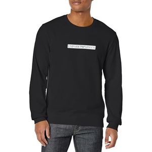 Emporio Armani Heren Mannen Mannen Geborsteld Terry Crew Neck Sweater Sweatshirt, zwart, M