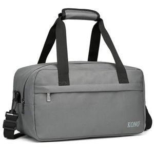 Kono 35x20x20 Holdall Cabin Bagage Reistas Onder Seat Flight Bag met Schouderband 14L (Grijs)