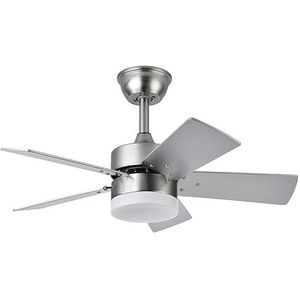 PRENDELUZ Ventilator met 5 omkeerbare vleugels, beuken/zilver en 6 snelheden, met afstandsbediening en timer, 36 W ventilator, instelbare temperatuur