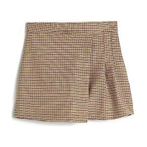 Koton Girls's Skort Geplooide Envelop Elastische Tailleband Shorts, 1C0 (Camel Check), 11-12 Jaar