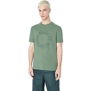 Armani Exchange Heren duurzame stof, rond logo, regular fit T-shirt, eendengroen, extra klein, groen (duck green), XS