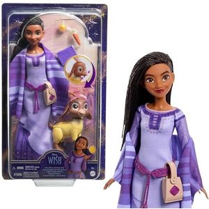 Mattel Disney Wish Asha van Rosas, Avonturenset, beweegbare modepop met outfit die aan en uit kan, dierenvriendjes en accessoires, speelgoed, Afwijkende accessoires mogelijk HPX25