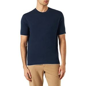 Hackett London Heren Cott/Zijde Gebreide Tshirt Trui, marineblauw, S