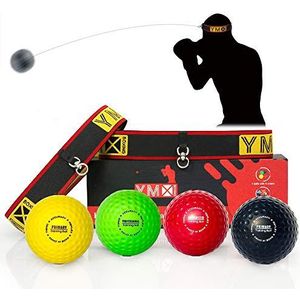 YMX BOXING Ultieme trainingsbalset - 4 reactieballen plus 2 verstelbare hoofdband, geweldig voor reflex, timing, nauwkeurigheid, focus en hand-oogcoördinatietraining voor boksen, MMA