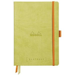 Rhodia 117766C notitieboekje Goalbook (DIN A5, 14,8 x 21 cm, geruit, praktisch en trendy, met zacht deksel, 90 g, ivoorkleurig papier, 120 vellen, elastiek, bladwijzer), 1 stuk, anijsgroen