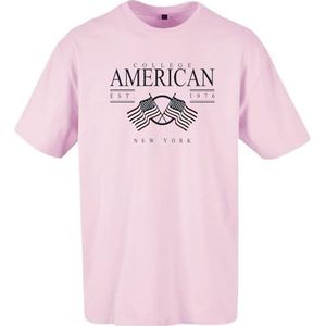 American College T-shirt met korte mouwen, roze, dames, maat L, model AC2, 100% katoen, Roze, L
