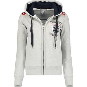 Geographical Norway finion Lady Damessweatshirt met capuchon en zakken, kangoeroe, sweatshirt, lange mouwen, warm, hoodie, jas, dames, lente, zomer, herfst, winter (lichtgrijs L), Lichtgrijs, L