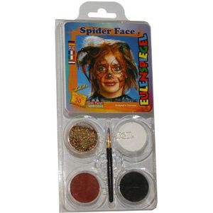 Eulenspiegel 204290 - make-up set Spider Face, voor ca. 30 maskers, schminkkleuren, carnaval, themafeest