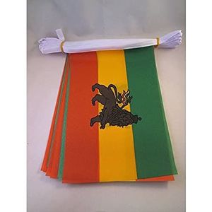 Ethiopië met leeuw 6 meter BUNTING Vlag 20 vlaggen 9'' x 6'' - Leeuw van Judah Ethiopische STRING vlaggen 15 x 21 cm - AZ FLAG