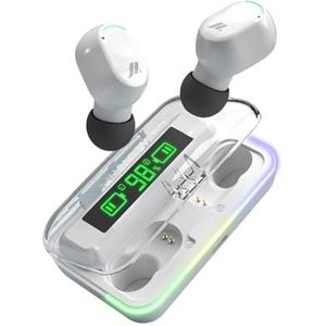 Music Hero TWS Draadloze hoofdtelefoon met oplaadbox, lcd-display, geïntegreerde microfoon, muziek en oproepen gedurende 3 uur, touch-bediening, wit