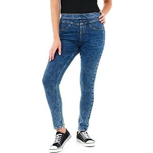 M17 Dames denim jeans skinny fit casual katoenen broek met zakken dames, Zuurblauw, 50