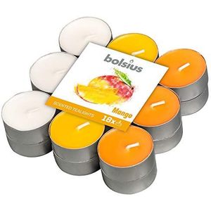 Bolsius Geurige Theelichtjes-Mango Geparfumeerd-Multi Gekleurd-4hr pack 18, Wax