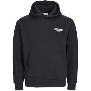 JACK & JONES Jjolive Sweat Hood capuchontrui voor heren, Zwart/print: jas & jones, M